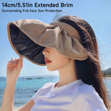 Load image into Gallery viewer, Women Foldable Wide Brim Sun Hat Adjustable UV Protection Breathable Roll-up Portable Outdoor Hiking Fishing Hat
