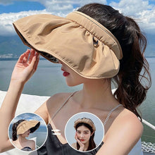 Load image into Gallery viewer, Women Foldable Wide Brim Sun Hat Adjustable UV Protection Breathable Roll-up Portable Outdoor Hiking Fishing Hat

