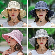 Load image into Gallery viewer, Korean Wave Brim Straw Hat Women Mesh Breathable Summer UV Protection Beach Sun Protection Hat
