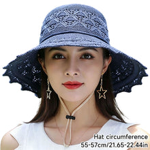 Load image into Gallery viewer, Korean Wave Brim Straw Hat Women Mesh Breathable Summer UV Protection Beach Sun Protection Hat
