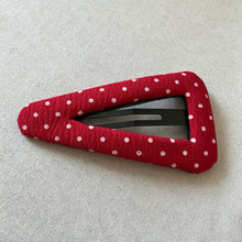 Load image into Gallery viewer, Girls White Polka Dot Triangle Hair Clips Fabric Bangs Side Barrettes Sweet School Style Hair Accessories Headwear
