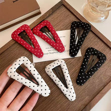 Load image into Gallery viewer, Girls White Polka Dot Triangle Hair Clips Fabric Bangs Side Barrettes Sweet School Style Hair Accessories Headwear

