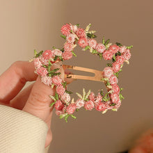 Load image into Gallery viewer, Girls Flower Embroidery Heart Shaped Hair Clips Pastoral Style Duckbill Barrettes Princess Baby Side Hair Accessories
