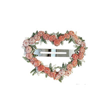 Load image into Gallery viewer, Girls Flower Embroidery Heart Shaped Hair Clips Pastoral Style Duckbill Barrettes Princess Baby Side Hair Accessories
