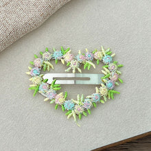 Load image into Gallery viewer, Girls Flower Embroidery Heart Shaped Hair Clips Pastoral Style Duckbill Barrettes Princess Baby Side Hair Accessories
