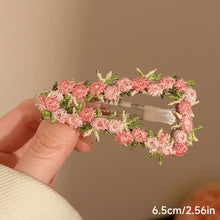 Load image into Gallery viewer, Girls Flower Embroidery Heart Shaped Hair Clips Pastoral Style Duckbill Barrettes Princess Baby Side Hair Accessories
