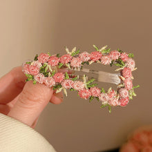 Load image into Gallery viewer, Girls Flower Embroidery Heart Shaped Hair Clips Pastoral Style Duckbill Barrettes Princess Baby Side Hair Accessories
