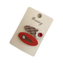 Load image into Gallery viewer, Girls Fabric Embroidery Flower Hair Clips Plaid Checkered Side Hairpins Cute Kids Autumn Winter Versatile Headwear
