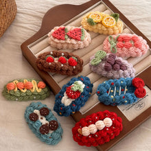 Load image into Gallery viewer, Handmade Wool Crochet Cartoon Fruit Hair Clip Sweet Cute Autumn Winter Bangs Side Broken Hair BB Clip Versatile Hair Accessories
