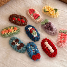 Load image into Gallery viewer, Handmade Wool Crochet Cartoon Fruit Hair Clip Sweet Cute Autumn Winter Bangs Side Broken Hair BB Clip Versatile Hair Accessories

