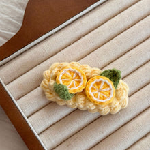 Load image into Gallery viewer, Handmade Wool Crochet Cartoon Fruit Hair Clip Sweet Cute Autumn Winter Bangs Side Broken Hair BB Clip Versatile Hair Accessories
