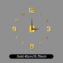 Load image into Gallery viewer, 40cm/90cm Large DIY Acrylic Wall Clock 3D Silent Frameless Wall Sticker for Living Room Bedroom Kitchen Office Home Decor Gift

