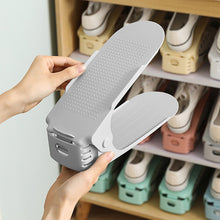 Load image into Gallery viewer, Plastic Shoe Rack 2-Layer Adjustable Shoe Storage Shelf for Narrow Spaces Shoe Holder Organizer for Entryway Bedroom Closet Dorm
