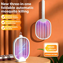Load image into Gallery viewer, 3 In 1 Foldable Built-in Battery USB Rechargeable Electric Mosquito Swatter Three Layer Protective Net Household
