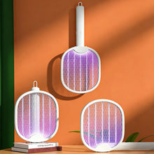 Load image into Gallery viewer, 3 In 1 Foldable Built-in Battery USB Rechargeable Electric Mosquito Swatter Three Layer Protective Net Household
