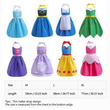 Load image into Gallery viewer, Girls Princess Style Art Smock Apron Fairy Tale Print Adjustable Hanging Neck &amp; Tie Back Washable Child Painting Apron for Toddler Kids

