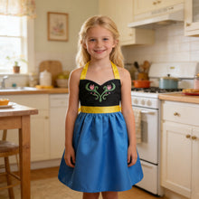 Load image into Gallery viewer, Girls Princess Style Art Smock Apron Fairy Tale Print Adjustable Hanging Neck &amp; Tie Back Washable Child Painting Apron for Toddler Kids
