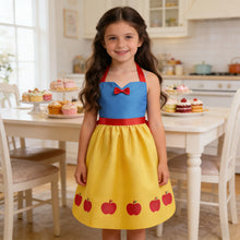 Load image into Gallery viewer, Girls Princess Style Art Smock Apron Fairy Tale Print Adjustable Hanging Neck &amp; Tie Back Washable Child Painting Apron for Toddler Kids
