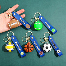 Load image into Gallery viewer, Creative Mini 3D Ball Keychain Silicone Football Basketball Volleyball Tennis Rugby Key Ring Bag Car Pendant Accessories Sports Souvenir Gift
