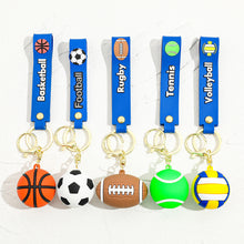 Load image into Gallery viewer, Creative Mini 3D Ball Keychain Silicone Football Basketball Volleyball Tennis Rugby Key Ring Bag Car Pendant Accessories Sports Souvenir Gift
