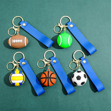 Load image into Gallery viewer, Creative Mini 3D Ball Keychain Silicone Football Basketball Volleyball Tennis Rugby Key Ring Bag Car Pendant Accessories Sports Souvenir Gift
