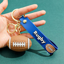 Load image into Gallery viewer, Creative Mini 3D Ball Keychain Silicone Football Basketball Volleyball Tennis Rugby Key Ring Bag Car Pendant Accessories Sports Souvenir Gift
