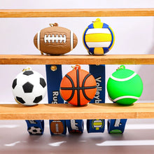 Load image into Gallery viewer, Creative Mini 3D Ball Keychain Silicone Football Basketball Volleyball Tennis Rugby Key Ring Bag Car Pendant Accessories Sports Souvenir Gift
