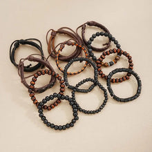 Load image into Gallery viewer, 12/24Pcs/Set Vintage Braided Faux Leather Bead Bracelet Set For Men Women Wooden Bead Fashion Jewelry Accessories Gifts
