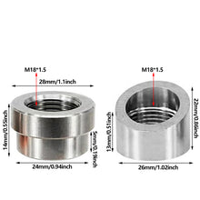 Load image into Gallery viewer, Universal Car O2 Oxygen Sensor M18 X 1.5 Adapter Mounting Plugs Spacer 30 45 Degree Curve Notched Nut Bung Stainless Steel
