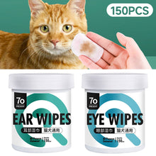Load image into Gallery viewer, 50/150Pcs Pet Wipes Tear Stain Remover Ear Cleaner &amp; Dental Wipes Disposable Non-Woven Dog Cat Eye Ear Oral Care Grooming Wipes
