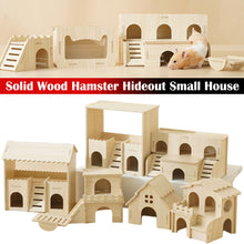 Load image into Gallery viewer, Wooden Hamster House Hideout Small Animal Hideaway Platform Ladder Climbing Toy Real Wood Cage Decor for Hamster Bird Parrot
