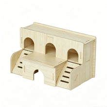 Load image into Gallery viewer, Wooden Hamster House Hideout Small Animal Hideaway Platform Ladder Climbing Toy Real Wood Cage Decor for Hamster Bird Parrot
