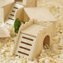 Load image into Gallery viewer, Wooden Hamster House Hideout Small Animal Hideaway Platform Ladder Climbing Toy Real Wood Cage Decor for Hamster Bird Parrot
