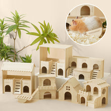 Load image into Gallery viewer, Wooden Hamster House Hideout Small Animal Hideaway Platform Ladder Climbing Toy Real Wood Cage Decor for Hamster Bird Parrot
