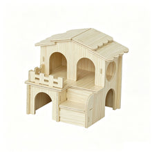 Load image into Gallery viewer, Wooden Hamster House Hideout Small Animal Hideaway Platform Ladder Climbing Toy Real Wood Cage Decor for Hamster Bird Parrot
