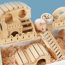 Load image into Gallery viewer, Wooden Hamster House Hideout Small Animal Hideaway Platform Ladder Climbing Toy Real Wood Cage Decor for Hamster Bird Parrot
