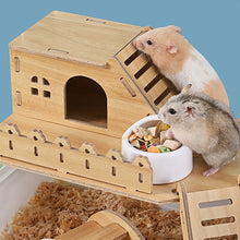 Load image into Gallery viewer, Wooden Hamster House Hideout Small Animal Hideaway Platform Ladder Climbing Toy Real Wood Cage Decor for Hamster Bird Parrot

