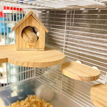 Load image into Gallery viewer, Wooden Hamster House Hideout Small Animal Hideaway Platform Ladder Climbing Toy Real Wood Cage Decor for Hamster Bird Parrot
