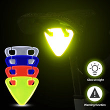 Load image into Gallery viewer, Reflective Bike Saddle Pendant Sticker Night Light Decor Decals Vinyl Triangle Tape Safety Warning Streamer Cycling Decoration Accessories
