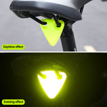 Load image into Gallery viewer, Reflective Bike Saddle Pendant Sticker Night Light Decor Decals Vinyl Triangle Tape Safety Warning Streamer Cycling Decoration Accessories
