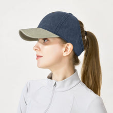 Load image into Gallery viewer, Women's Washed Cotton High Ponytail Baseball Cap UV Protection Hollow Back Outdoor Accessories Sports Sun Hat
