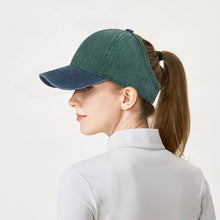 Load image into Gallery viewer, Women's Washed Cotton High Ponytail Baseball Cap UV Protection Hollow Back Outdoor Accessories Sports Sun Hat
