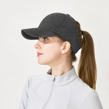 Load image into Gallery viewer, Women's Washed Cotton High Ponytail Baseball Cap UV Protection Hollow Back Outdoor Accessories Sports Sun Hat
