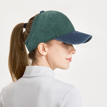 Load image into Gallery viewer, Women's Washed Cotton High Ponytail Baseball Cap UV Protection Hollow Back Outdoor Accessories Sports Sun Hat

