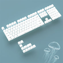 Load image into Gallery viewer, Foggy Transparent Crystal PC Keycaps MDA Height Creamy White Side Print RGB Backlit Keycaps 119 Keys for MX Switches Keyboard
