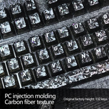 Load image into Gallery viewer, Carbon Fiber Pattern Transparent PC Keycaps 132 Keys OEM Height Side Print Transparent Keycaps for Mechanical Gaming Keyboard
