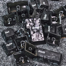 Load image into Gallery viewer, Carbon Fiber Pattern Transparent PC Keycaps 132 Keys OEM Height Side Print Transparent Keycaps for Mechanical Gaming Keyboard
