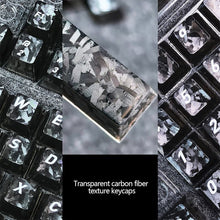 Load image into Gallery viewer, Carbon Fiber Pattern Transparent PC Keycaps 132 Keys OEM Height Side Print Transparent Keycaps for Mechanical Gaming Keyboard
