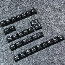 Load image into Gallery viewer, Carbon Fiber Pattern Transparent PC Keycaps 132 Keys OEM Height Side Print Transparent Keycaps for Mechanical Gaming Keyboard
