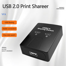 Load image into Gallery viewer, USB Switch 2 Port Manual USB HUB Two Computers Share U Disk Printer Devices Two In One Out USB2.0 Sharer
